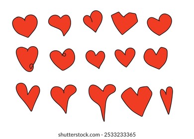 set of handrawn popular love variant style doodles