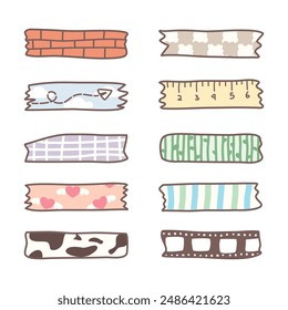 Set of handrawn washi tape