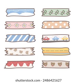 Set of handrawn washi tape