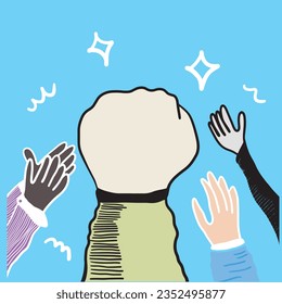 Set hands applause for concept design. human hand.