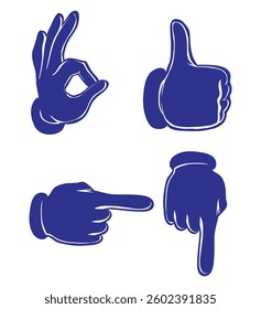 Set hands blue colors collection