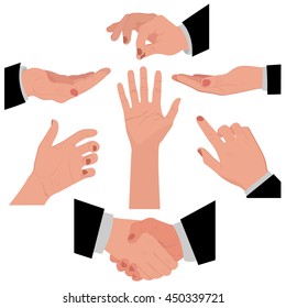 set of hands for different concepts, graphic design, vector illustration