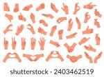 Set of hands with different gestures isolated on white background.