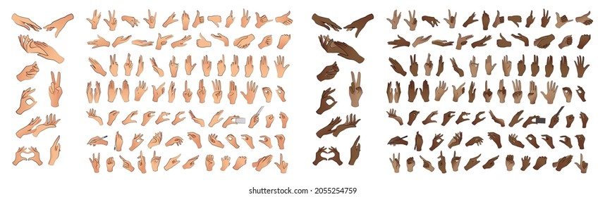 Hände in verschiedene Gesten. Hände in verschiedenen Situationen. ​ Vektorgrafik