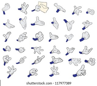 Set of hands in different positions. Vector illustration.