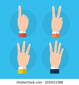 set of hands differents  numbers fingers gestures