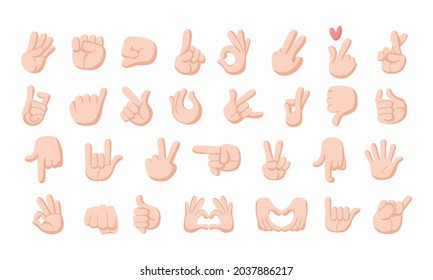 Set of hands doing sign language Vector illustration