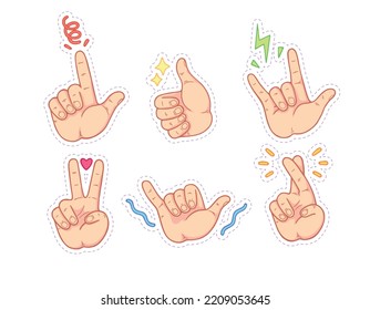 Set of hands emoji stickers