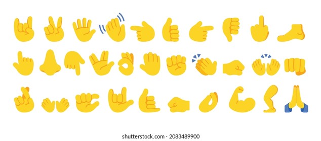 Set of hands Emoji and symbols. Set of hand emoticon vector isolated on white background. All hand emojis