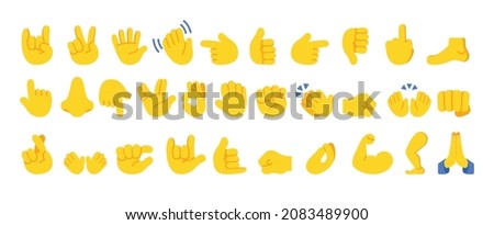 Set of hands Emoji and symbols. Set of hand emoticon vector isolated on white background. All hand emojis [[stock_photo]] © 