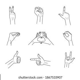 Set Hands Fingers Different Positions Gestures Stock Vector (Royalty ...