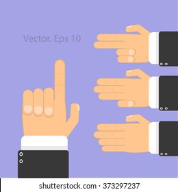 Set of hands and fingers showing numbers. Counting hand. Vector color illustration.