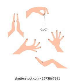 set hands flat grafic, hand human