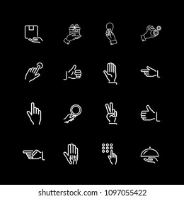 Set of hands and gesture line icons