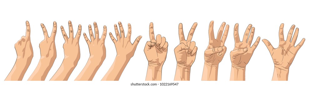 Asian Male Hands Counting One Ten Stock Photo (Edit Now) 1413817898