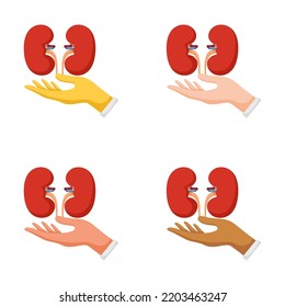 Set of hands gestures with kidney