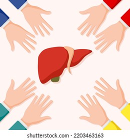 Set of hands gestures with liver
