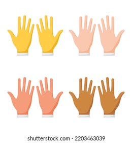 Set of hands gestures on white background