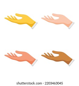 Set of hands gestures on white background