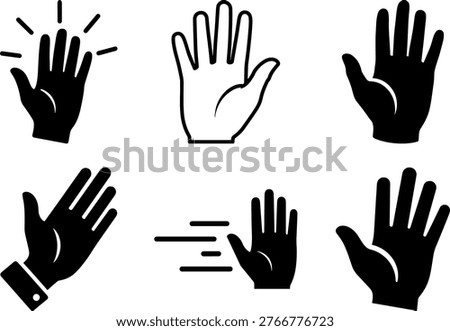 Set of hands gesturing refusing or saying no or waving goodbye