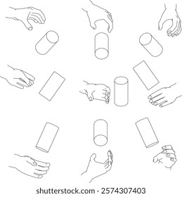 Set of hands gripping a cylinder