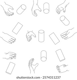 Set of hands gripping a cylinder