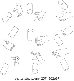 Set of hands gripping a cylinder