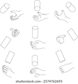 Set of hands gripping a cylinder