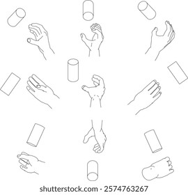 Set of hands gripping a cylinder