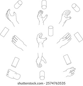 Set of hands gripping a cylinder