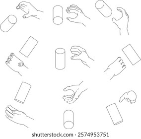Set of hands gripping a cylinder