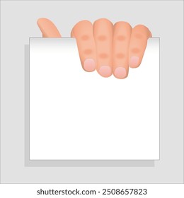 Set with hands holding blank paper sheet cartoon flat vector illustration