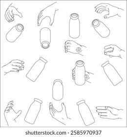 Set of Hands Holding Bottles