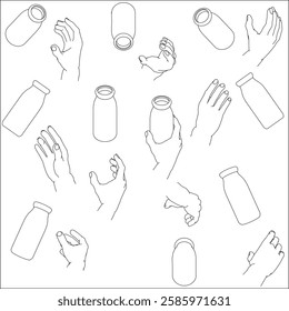 Set of Hands Holding Bottles