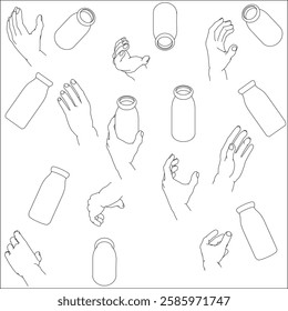 Set of Hands Holding Bottles