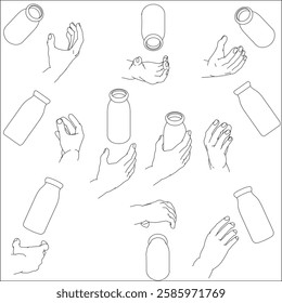 Set of Hands Holding Bottles