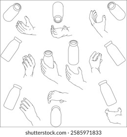 Set of Hands Holding Bottles