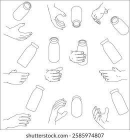 Set of Hands Holding Bottles
