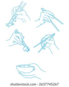 set of hands holding chopstick set of hands holding chopstick