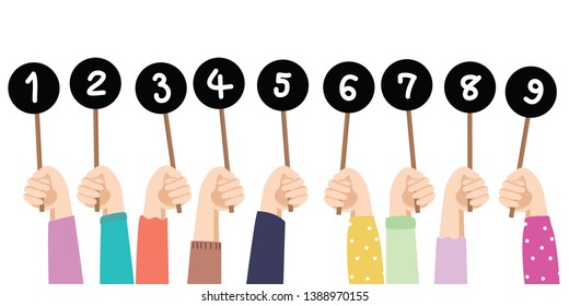 Set Of Hands Holding Number Card 