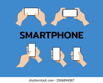 Set of Hands holding smartphones.