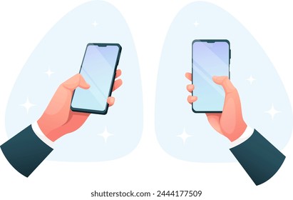 set of hands holding smartphones, cell phones in people's hands