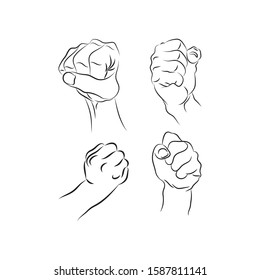 set of hands. Icons of different characters. Pointing finger. Clapping, applause, Stop and ok. Touching anything