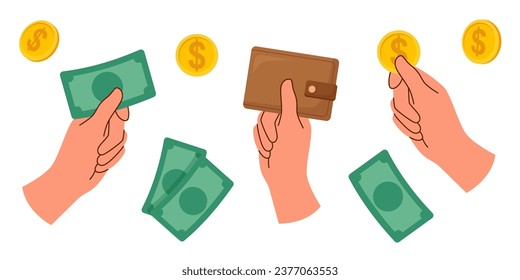 Juego de manos y dinero. Financiar objetos. Concepto de dinero.