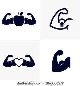 Set of Hands muscular design vector, Fitness equipment icon concept, Creative Gym Symbol, Illustration