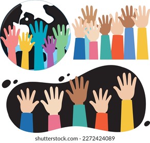 Set of hands on earth icon illustration