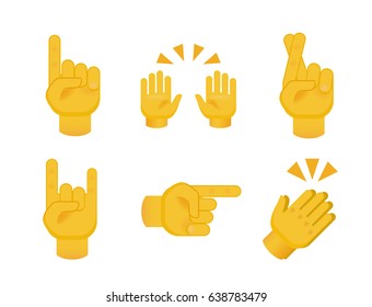 Set of Hands on White Background. Isolated Vector Illustration 