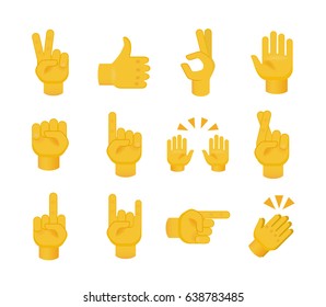 Set of Hands on White Background. Isolated Vector Illustration 