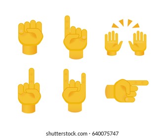 Set of Hands on White Background. Isolated Vector Illustration 