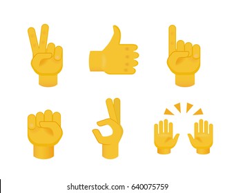 Set of Hands on White Background. Isolated Vector Illustration 